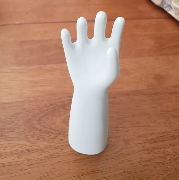 White Hand Jewelry Holder Mold Glove Ceramic Porcelian - Picture 2 of 5